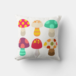 Cute colourful mushrooms cushion