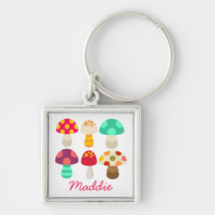 Cute colourful mushrooms key ring