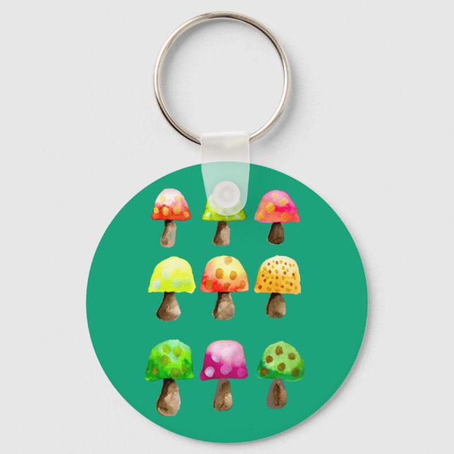 Cute colourful mushrooms keychain (Front)