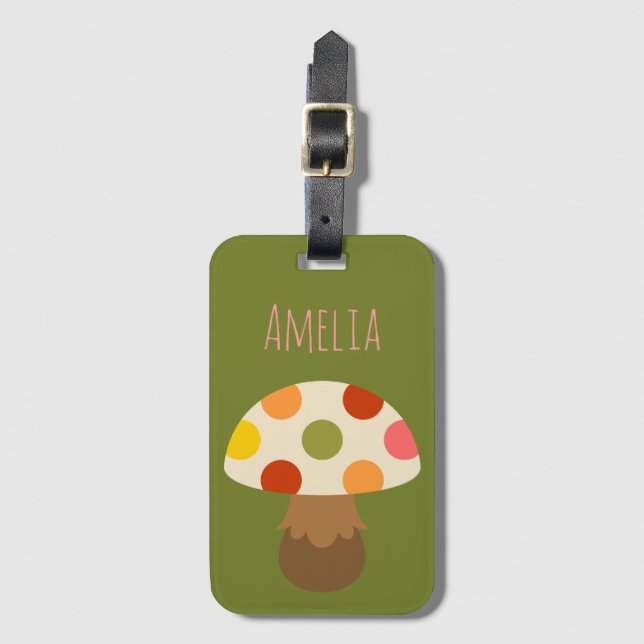 Cute colourful mushrooms luggage tag (Front Vertical)