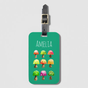 Cute colourful mushrooms luggage tag