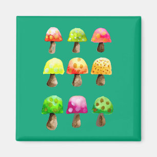 Cute colourful mushrooms magnet
