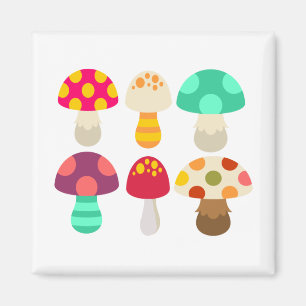 Cute colourful mushrooms magnet