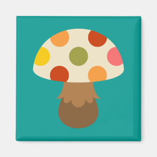 Cute colourful mushrooms magnet