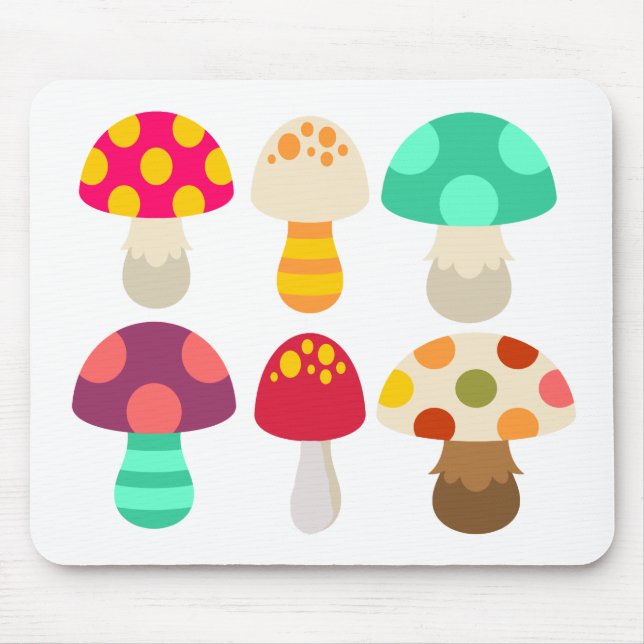 Cute colourful mushrooms mouse mat (Front)