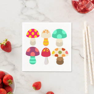 Cute colourful mushrooms napkin