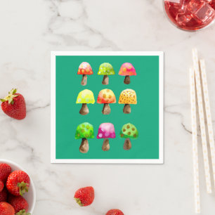 Cute colourful mushrooms napkins