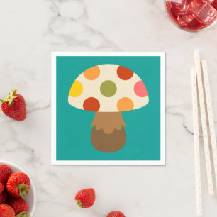 Cute colourful mushrooms napkins