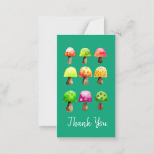 Cute colourful mushrooms note card