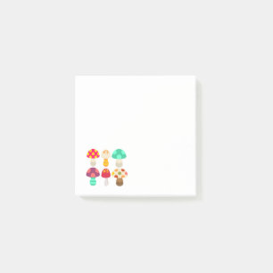 Cute colourful mushrooms post-it notes
