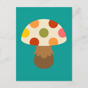 Cute colourful mushrooms postcard
