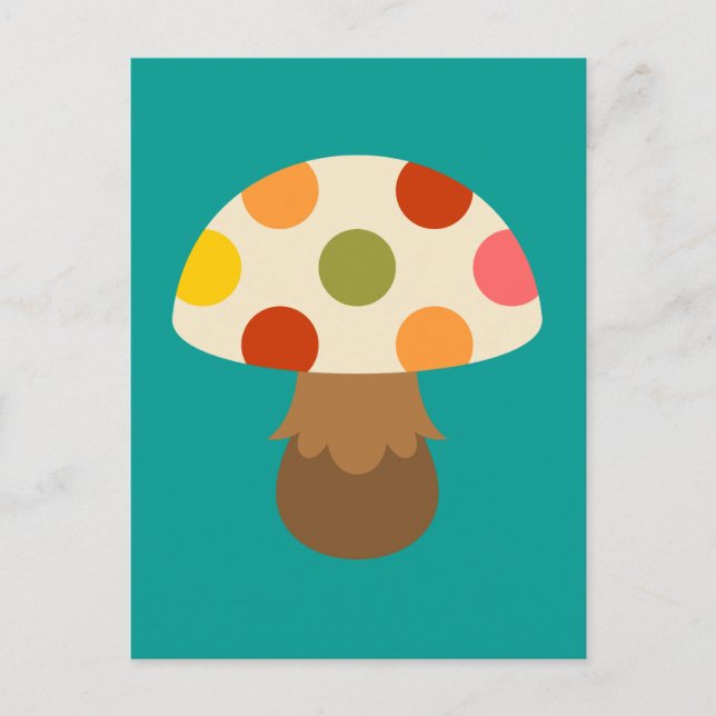 Cute colourful mushrooms postcard (Front)