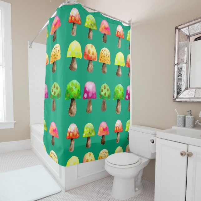 Cute colourful mushrooms shower curtain (In Situ)