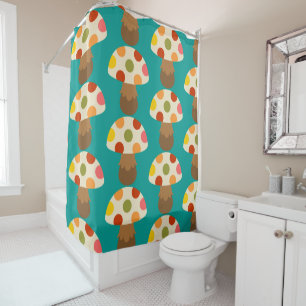 Cute colourful mushrooms shower curtain