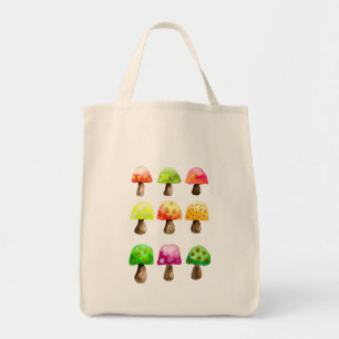 Cute colourful mushrooms tote bag
