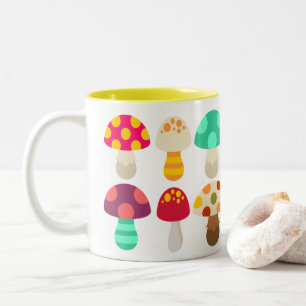 Cute colourful mushrooms Two-Tone coffee mug