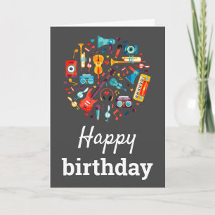 Cute colourful music Happy Birthday Card