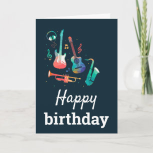 Cute colourful music Happy Birthday Card