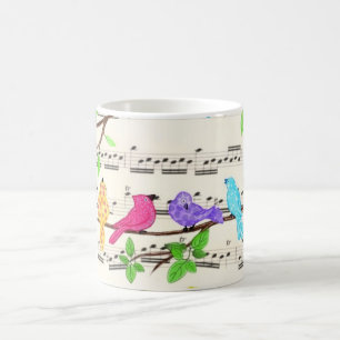 Cute Colourful Musical Birds Mug
