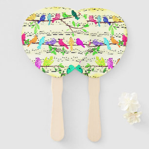 Cute Colourful Musical Birds Symphony Hand Fan