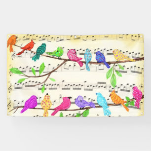 Cute Colourful Musical Birds Symphony - Happy Song Banner