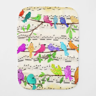 Cute Colourful Musical Birds Symphony - Happy Song Burp Cloth