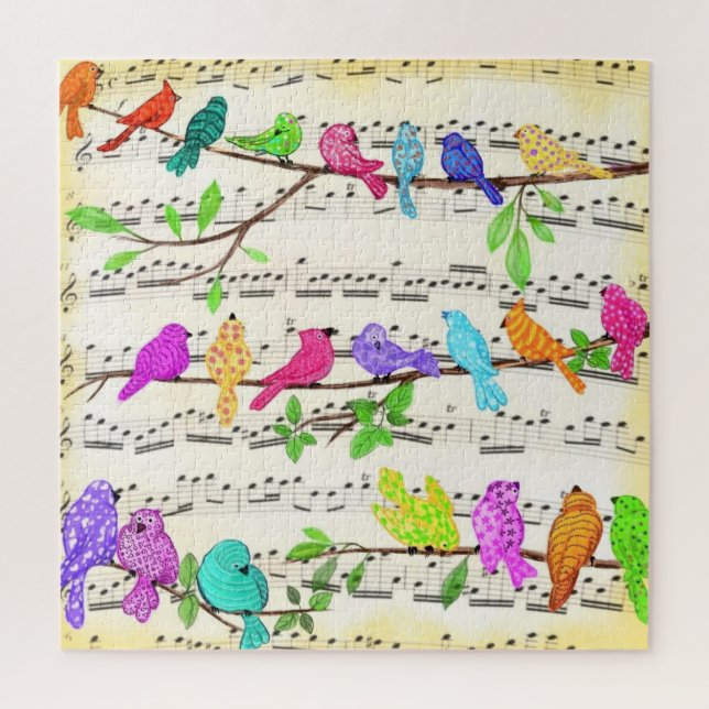 Cute Colourful Musical Birds Symphony - Happy Song Jigsaw Puzzle (Vertical)