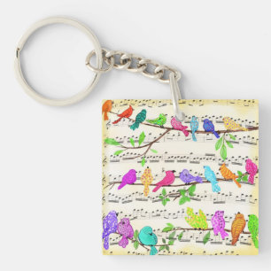 Cute Colourful Musical Birds Symphony - Happy Song Key Ring
