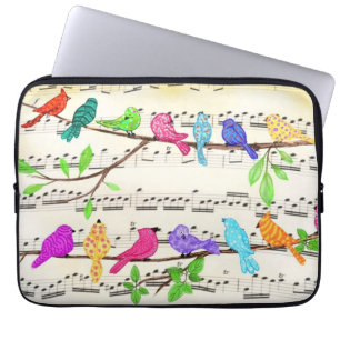 Cute Colourful Musical Birds Symphony - Happy Song Laptop Sleeve