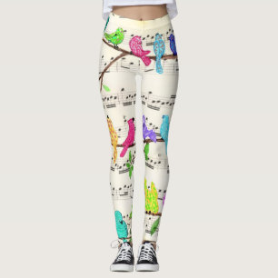 Cute Colourful Musical Birds Symphony - Happy Song Leggings
