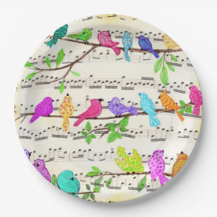 Cute Colourful Musical Birds Symphony - Happy Song Paper Plate