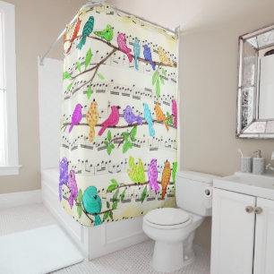 Cute Colourful Musical Birds Symphony - Happy Song Shower Curtain