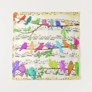 Cute Colourful Musical Birds Symphony - Happy Song Tapestry