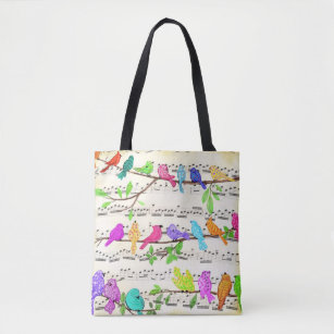 Cute Colourful Musical Birds Symphony - Happy Song Tote Bag