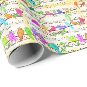 Cute Colourful Musical Birds Symphony - Magic Song Wrapping Paper
