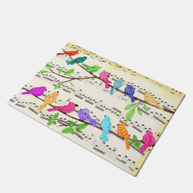 Cute Colourful Musical Birds Symphony - Spring Son Doormat (Angled)