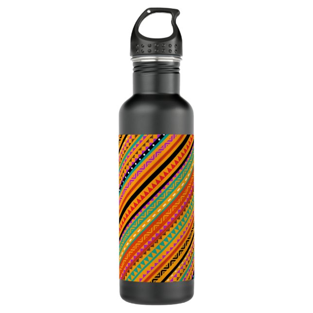 Cute colourful native aztec patterns design 710 ml water bottle (Front)