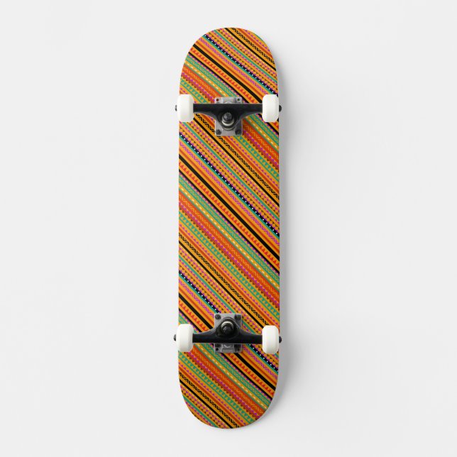 Cute colourful native aztec patterns design fabric skateboard (Front)