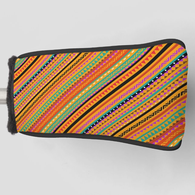Cute colourful native aztec patterns design golf head cover (Front)