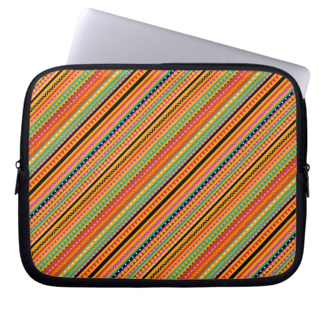 Cute colourful native aztec patterns design laptop sleeve (Front)
