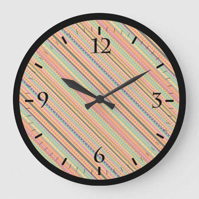 Cute colourful native aztec patterns design large clock (Front)