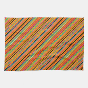 Cute colourful native aztec patterns design tea towel