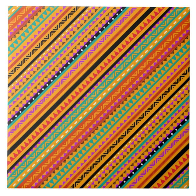 Cute colourful native aztec patterns design tile (Front)