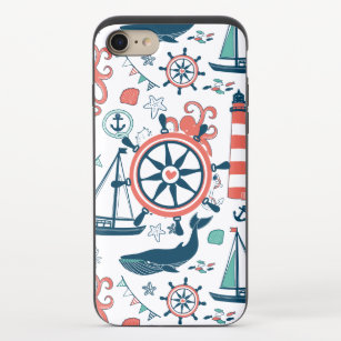Cute Colourful Nautical Boat Wheel Pattern iPhone 8/7 Slider Case