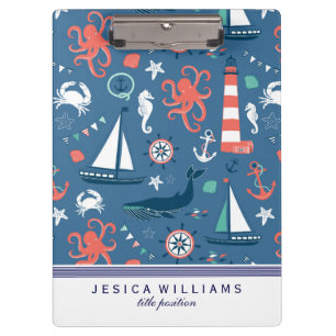 Cute Colourful Nautical Pattern Clipboard