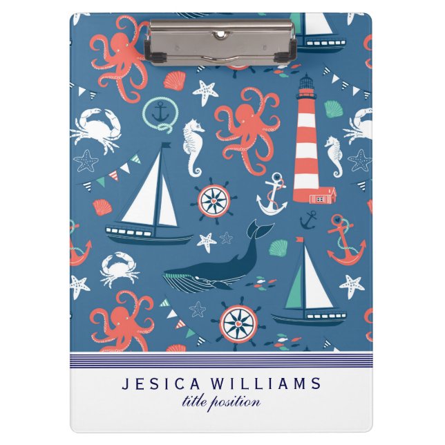 Cute Colourful Nautical Pattern Clipboard (Front)