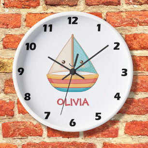 Cute Colourful Nautical Sailboat Clock