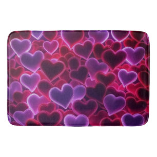 cute, colourful neon hearts Valentine's Day Bath Mat
