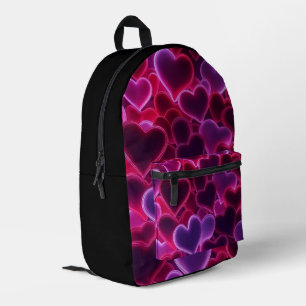 cute, colourful neon hearts Valentine's Day Printed Backpack