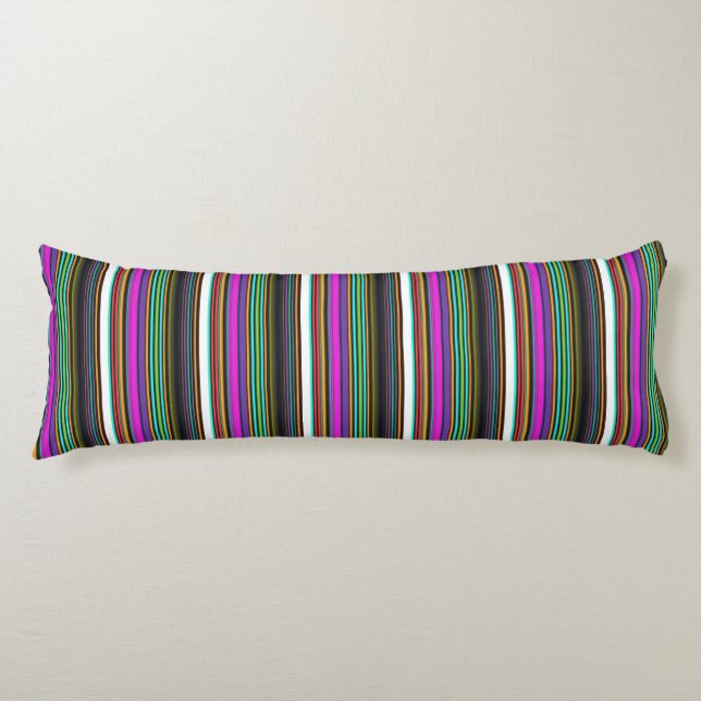Cute colourful neon stripes body cushion (Front)